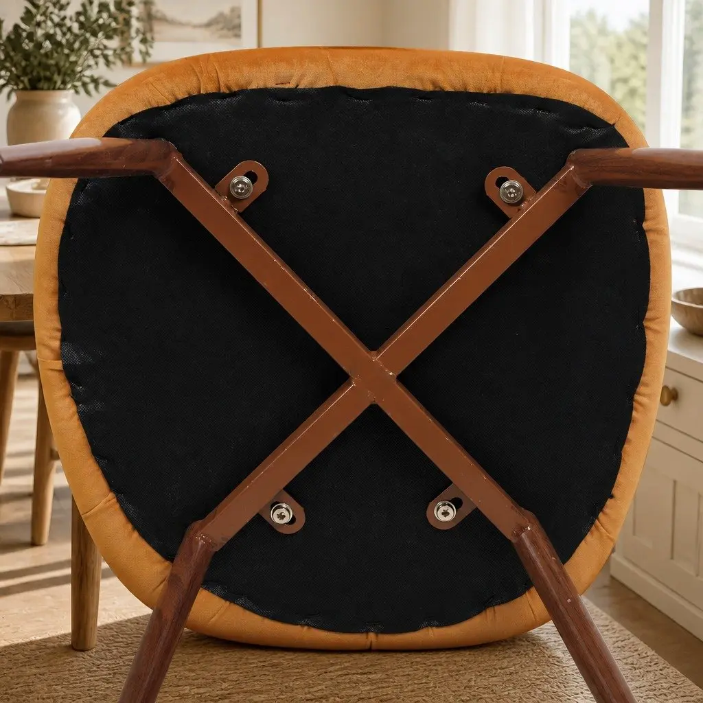 Dining Chairs French Provincial Style Mustard Velvet Seat Set of 4