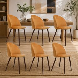 Durable Dining Chair Set of 6 with Velvet Seats
