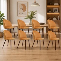 Durable Velvet Seat Dining Chairs Set of 8