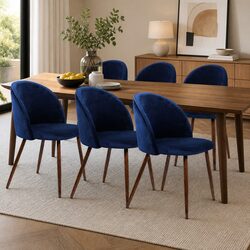 Set of 6 French Provincial Navy Velvet Dining Chairs