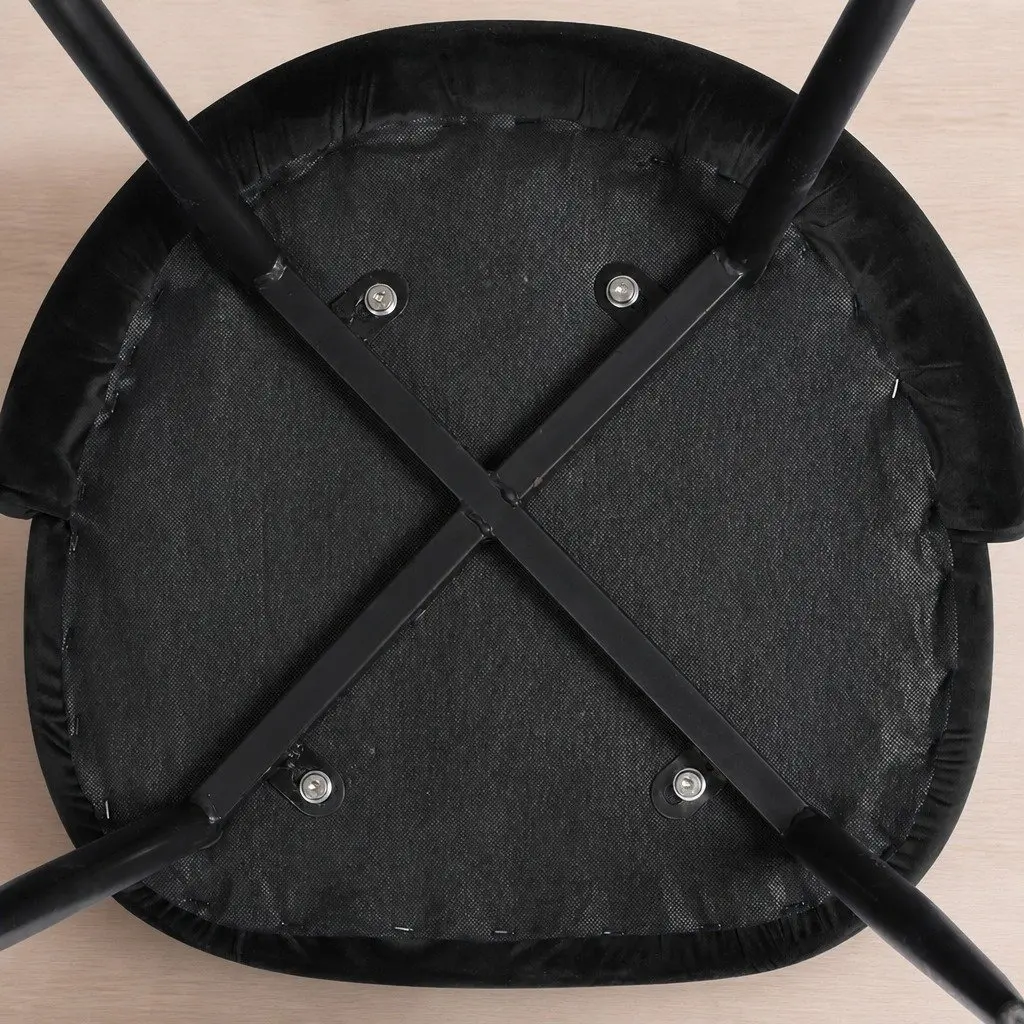 Velvet Dining Chairs Set of 2 in Black