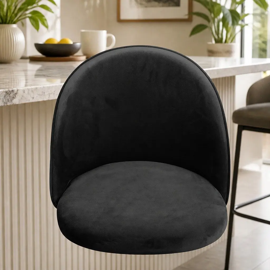 Velvet Dining Chairs Set of 2 in Black