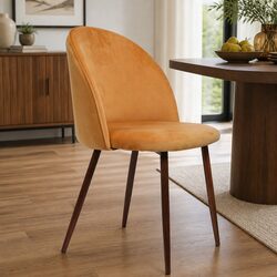 Dining Chairs Set of 2 French Style Seat Plush Velvet Houndstooth Fabric Steel