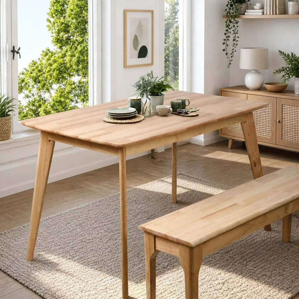 Dining Table Solid Wood Frame Industrial Style Family Kitchen Furniture