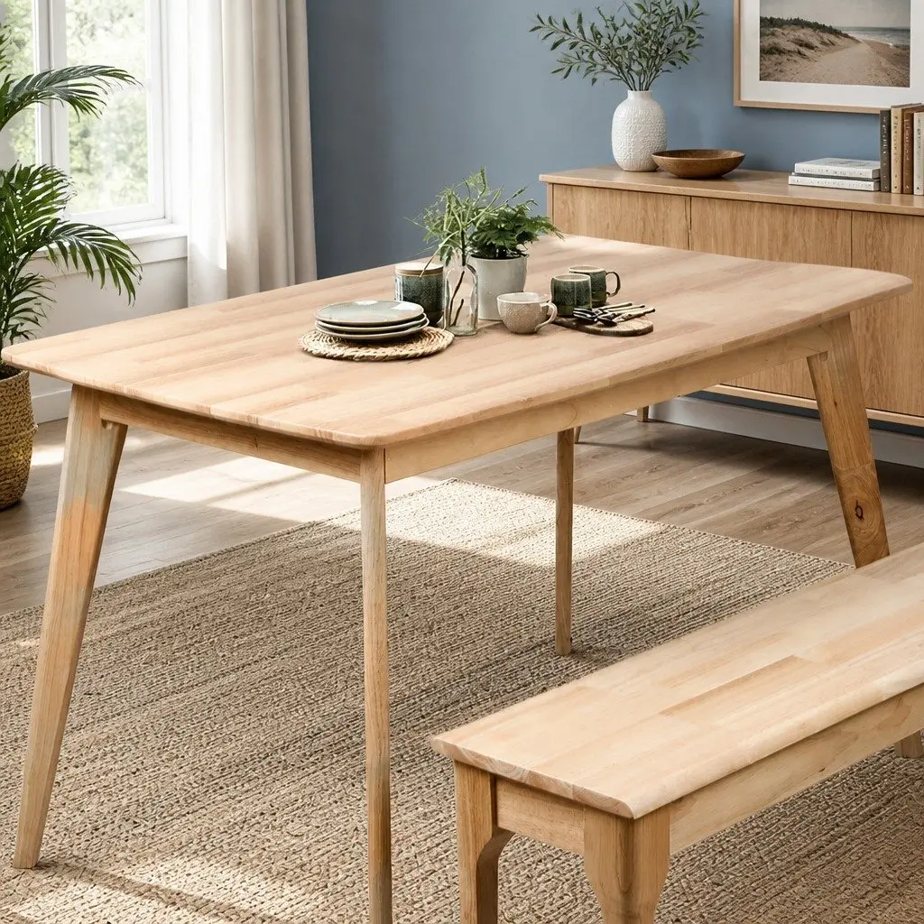Dining Table Solid Wood Frame Industrial Style Family Kitchen Furniture