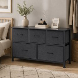 Dark Grey 5-Drawer Chest for Stylish Storage