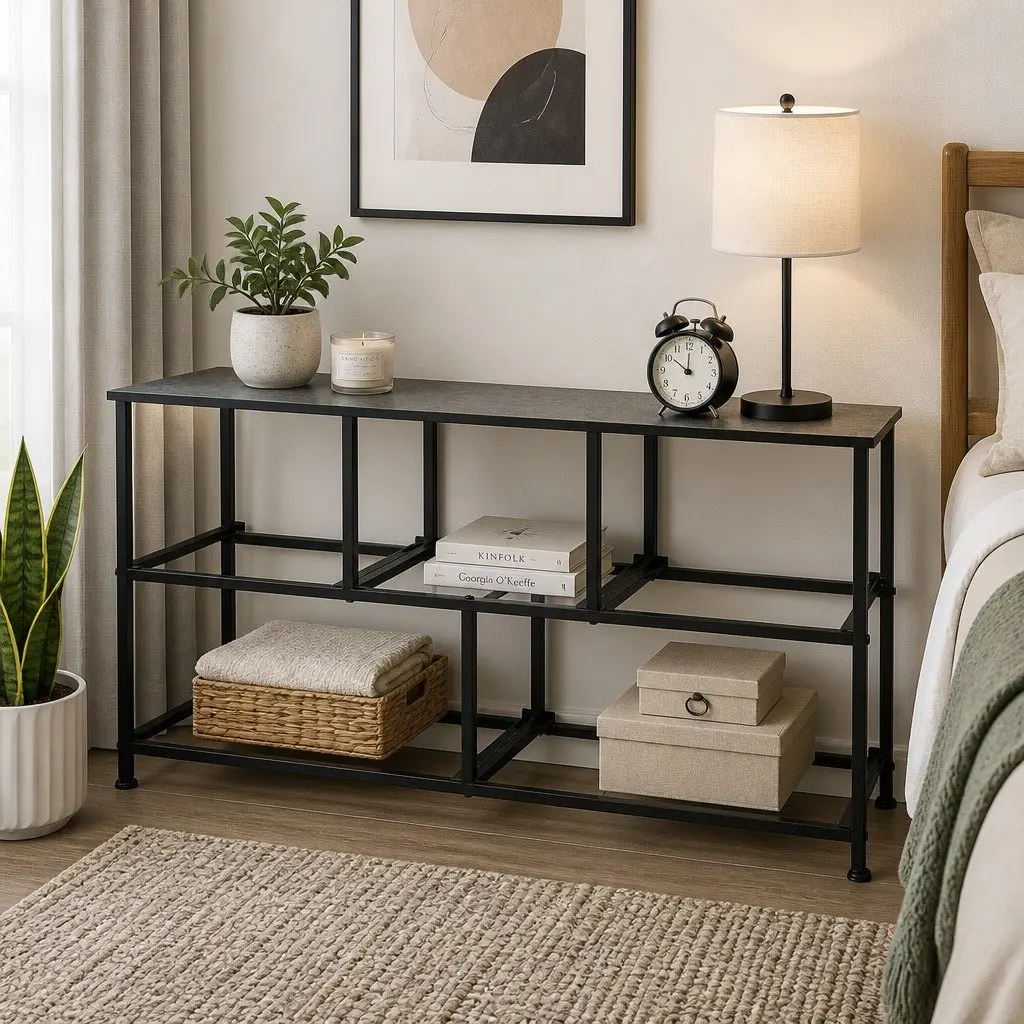 Chest of Drawers Storage Cabinet Dark Grey MDF Steel 5 Drawer 100cm H x 30cm W x 55cm D