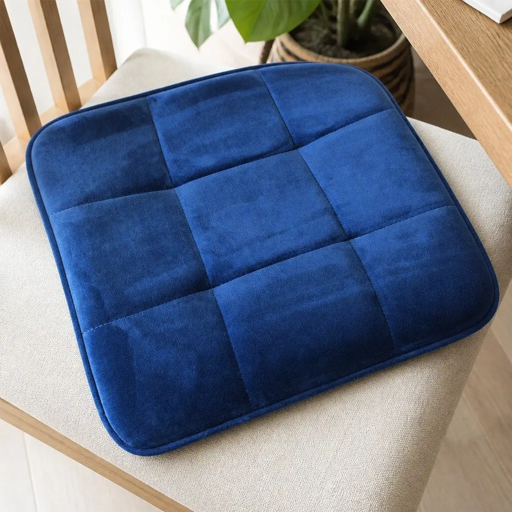 Dining Chairs Set of 4 Kitchen Velvet Blue Retro Design Steel Legs Foam Padding