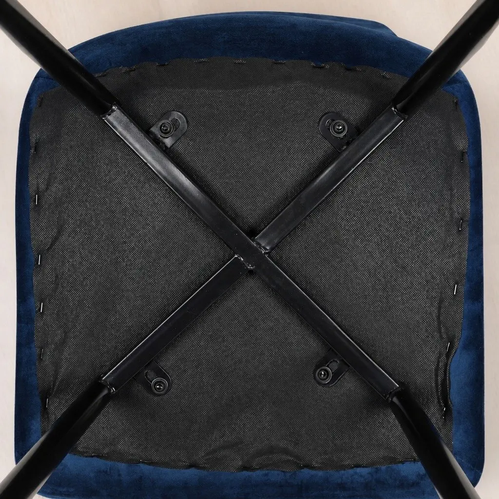 Dining Chairs Set of 4 Velvet Blue Kitchen Lounge Seating High Density Foam