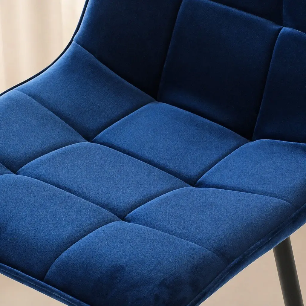 Dining Chairs Set of 4 Velvet Blue Kitchen Lounge Seating High Density Foam