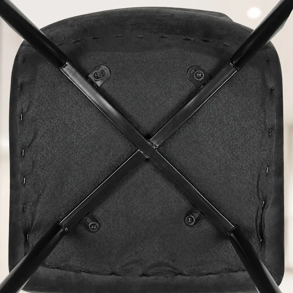 Dining Chairs Velvet Grey 4 Piece High Density Foam Cushion Steel