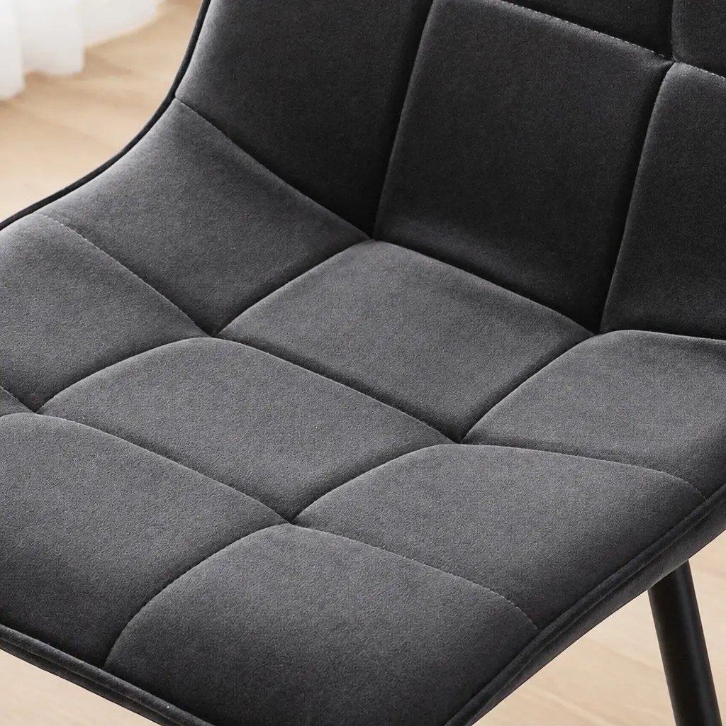 Dining Chairs Velvet Grey 4 Piece High Density Foam Cushion Steel