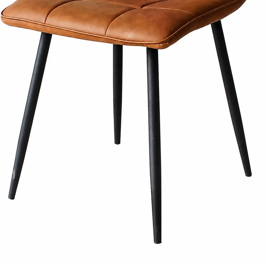 Dining Chairs Set of 8 Brown PU Leather Seat Steel Legs Modern Furniture