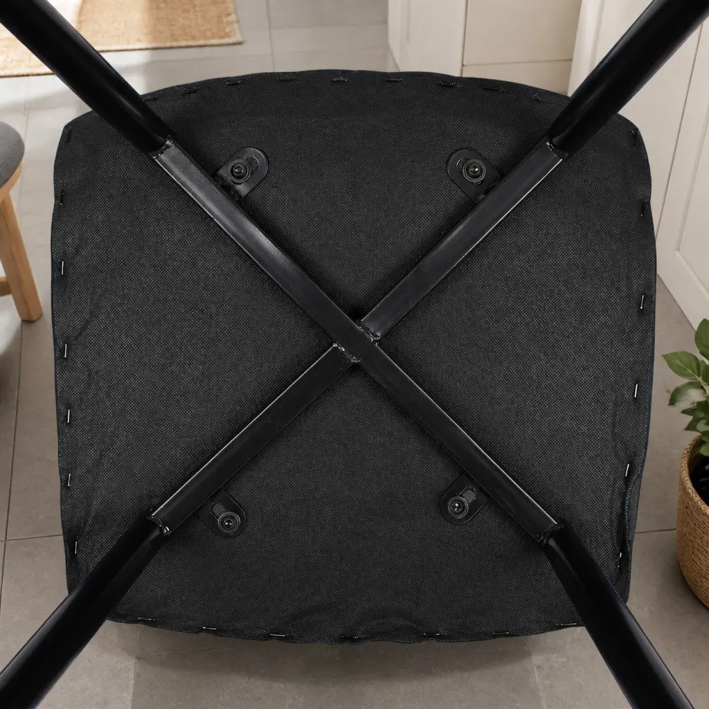 Dining Chairs Set of 8 Modern Grey PU Leather High Density Foam Padded Steel Frame