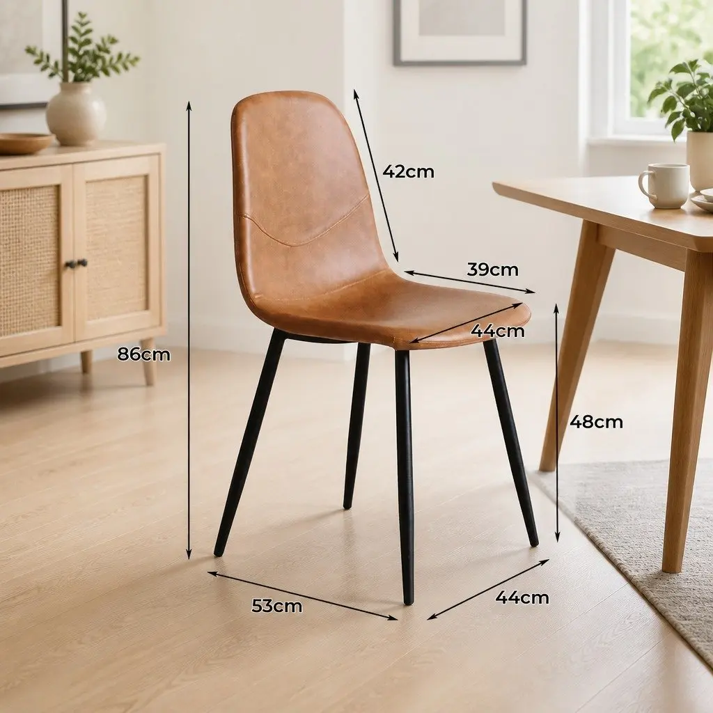 Dining Chairs Set of 8 Eames Style Padded Seat Backrest PU Leather or Velvet Upholstery Steel Frame