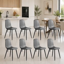 Set of 8 Upholstered Dining Chairs with Steel Frame