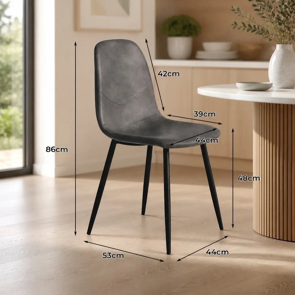 Dining Chairs Upholstered Padded Backrest Steel Frame Set of 8 Grey
