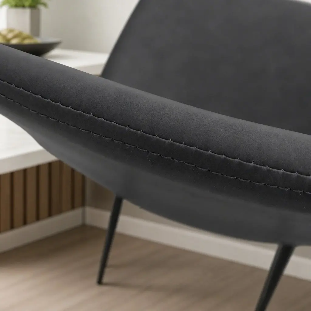 Dining Chairs Upholstered Padded Backrest Steel Frame Set of 8 Grey