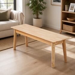 Dining Bench Seat Wooden Frame Natural Entryway Furniture Rubberwood 120cm