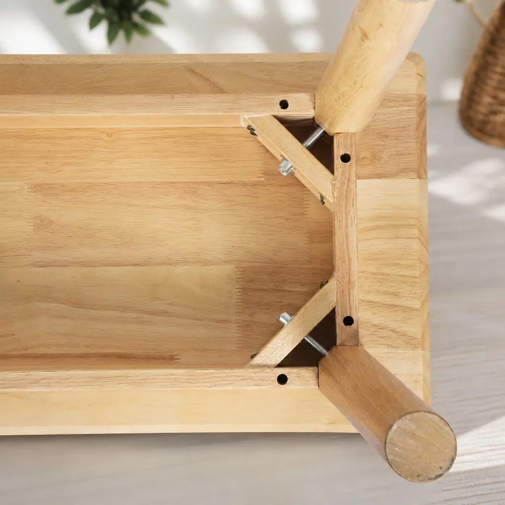 Dining Bench Wooden Frame Natural 120cm Rubberwood