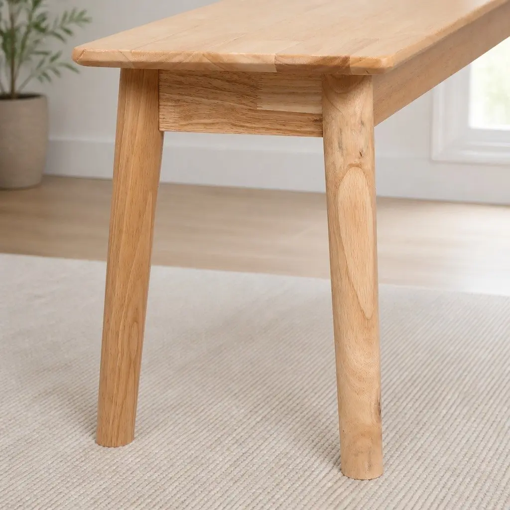 Dining Bench Wooden Frame Natural 120cm Rubberwood