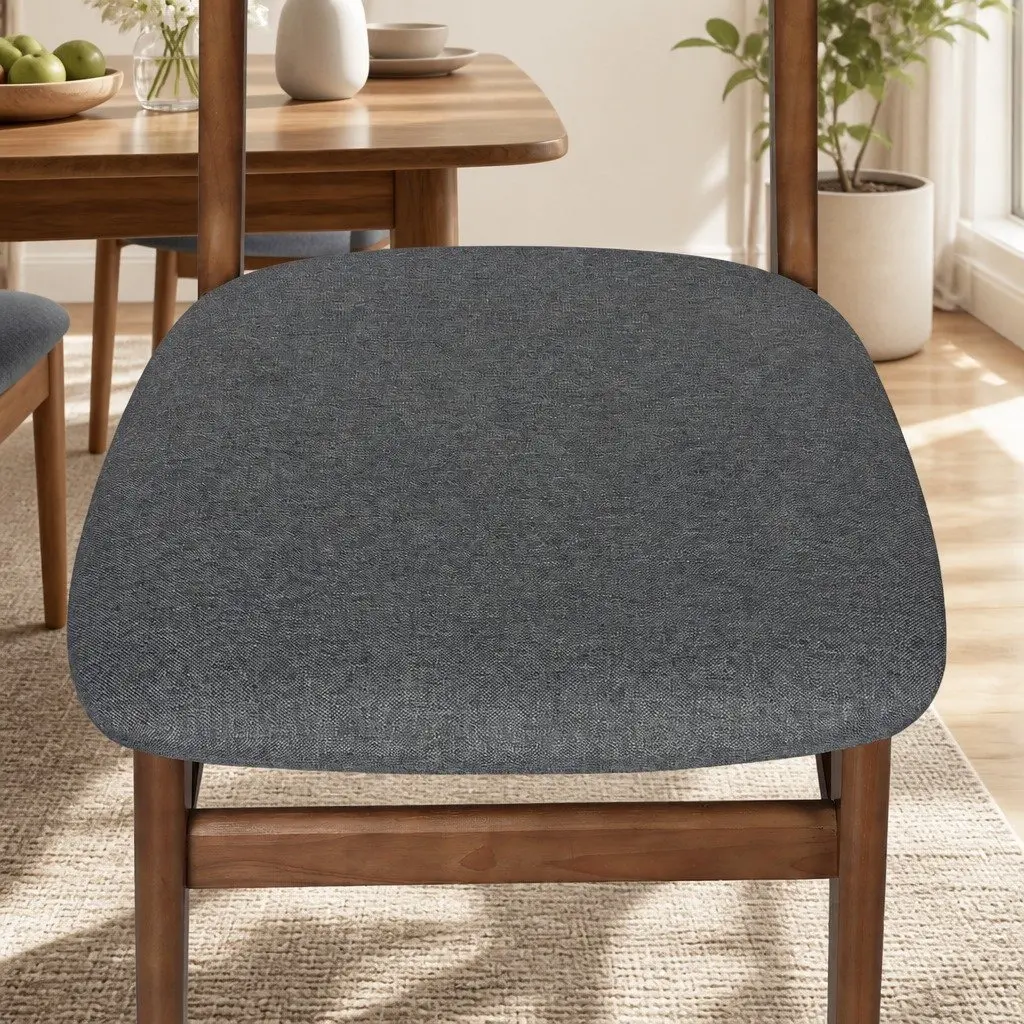 Dining Chairs Walnut 45cm W x 50cm D x 76cm H Wooden Frame Linen Upholstered Set of 8