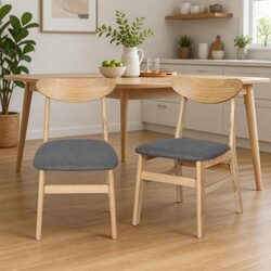 Set of 4 Dining Chairs with Natural Wood Frame