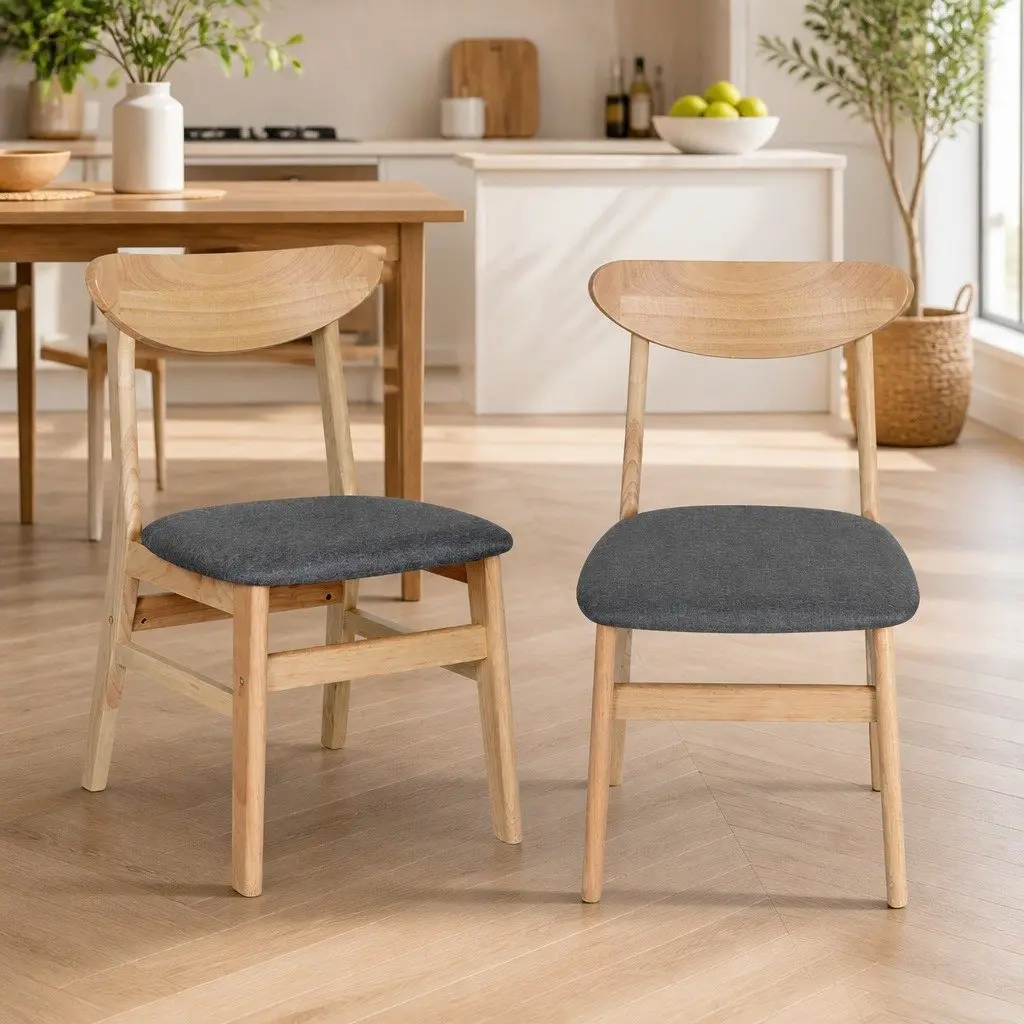 Set of 4 Dining Chairs with Natural Wood Frame