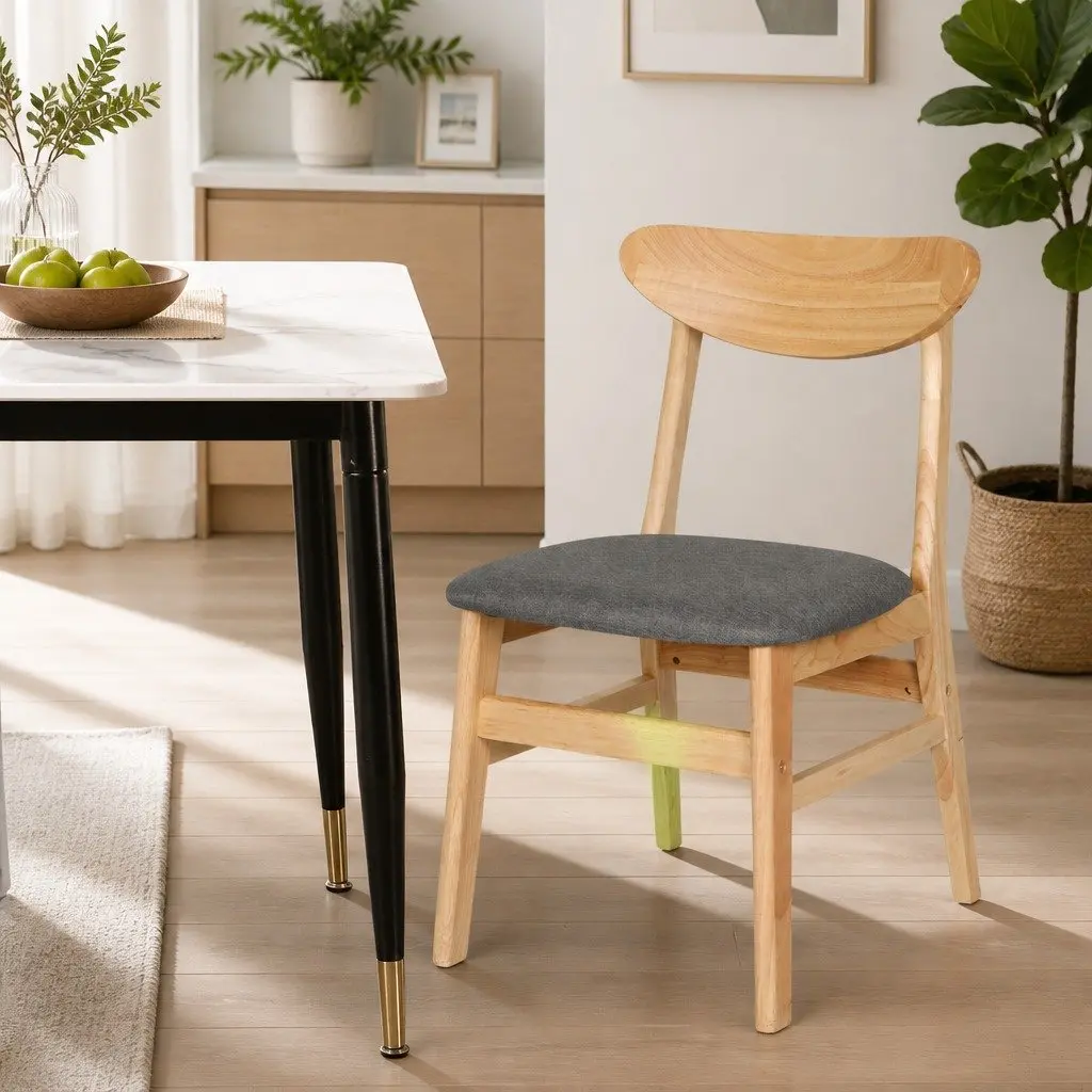 Set of 4 Dining Chairs with Natural Wood Frame