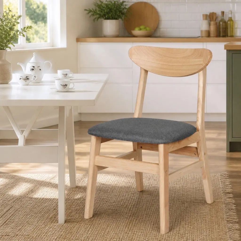 Set of 4 Dining Chairs with Natural Wood Frame