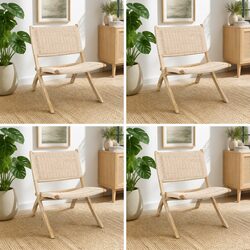Natural Wood Folding Accent Chair Set for Relaxation