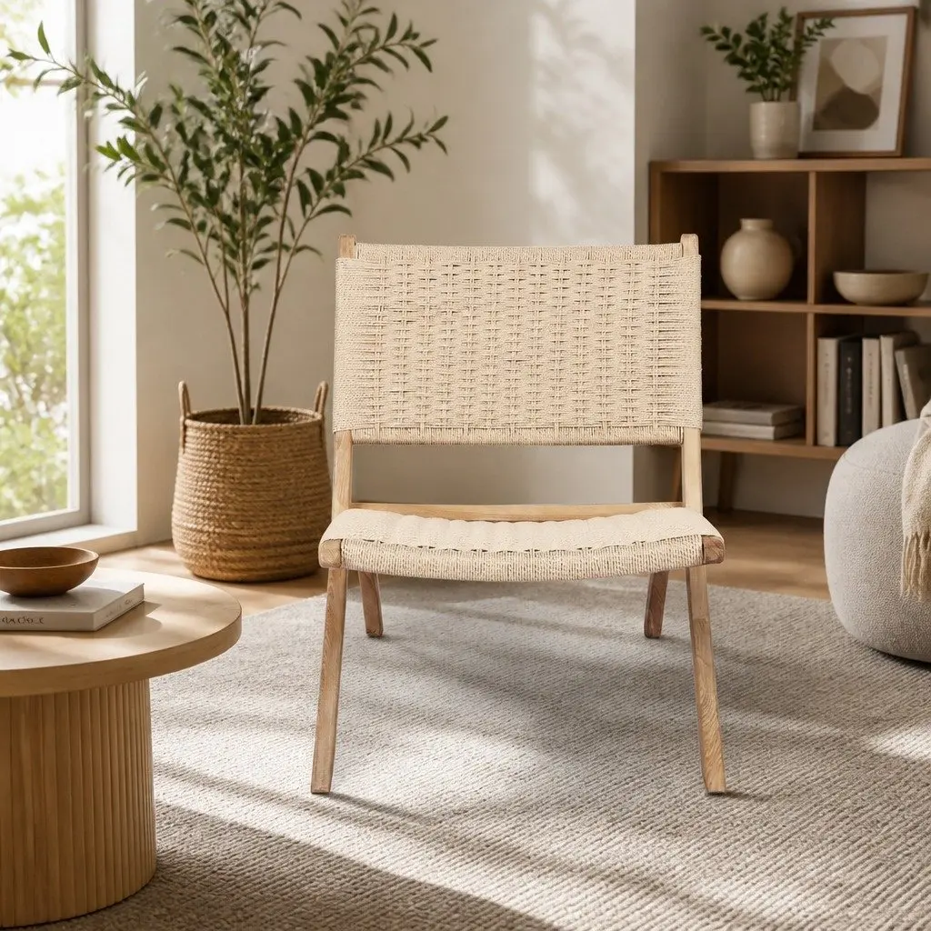 Folding Accent Chair Natural Ash Wood Set of 6 Recliner Dining Lounge Seat