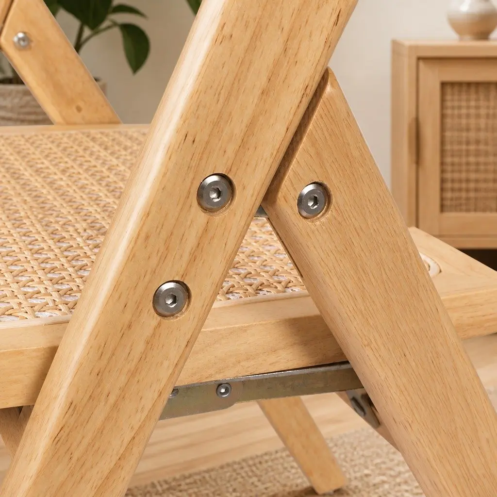 Foldable Dining Chairs Natural Rattan Accent Seating 8 Piece Rubber Wood