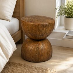 Brown Hourglass Cement Terrazzo Side Table