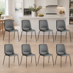 Set of 8 Grey Stackable Dining Chairs for Comfort