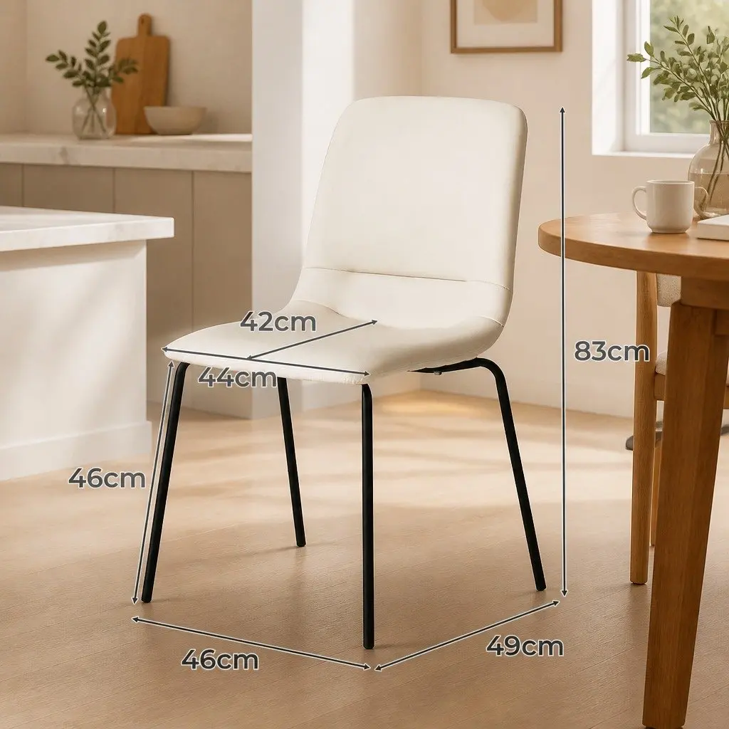 Beige Stackable Dining Chairs Set of 4 with Steel Frame
