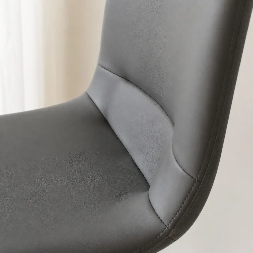 Stackable Dining Chair in Grey PU Leather with Steel Frame