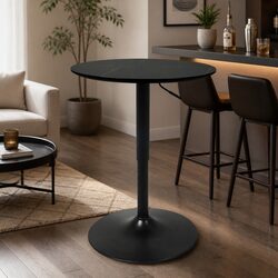 Swivel Gas Lift Bar Table with Adjustable Height in Black
