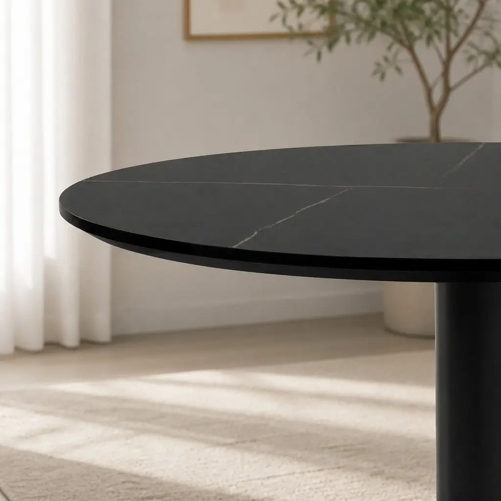 Bar Table Adjustable Height Swivel Black MDF Steel 60cm