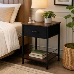 Stylish Bedside Table with Storage Drawer and Shelf
