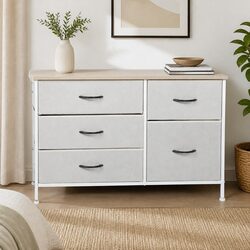 Beige Storage Cabinet Tower with Drawers for Any Room