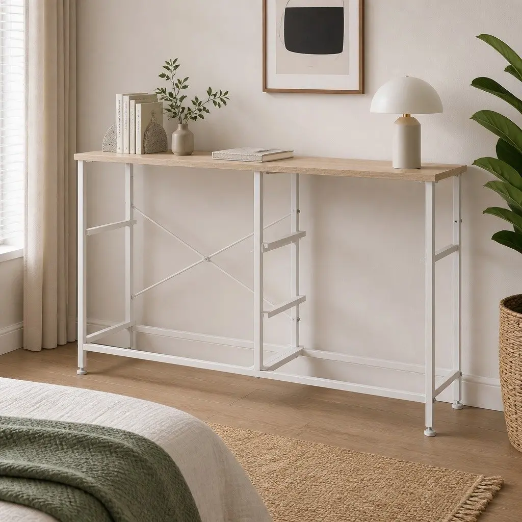 Storage Cabinet Tower Beige MDF Steel 100cm L x 30cm W x 61cm H