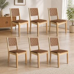 Comfortable Set of 6 Wooden Frame Dining Chairs