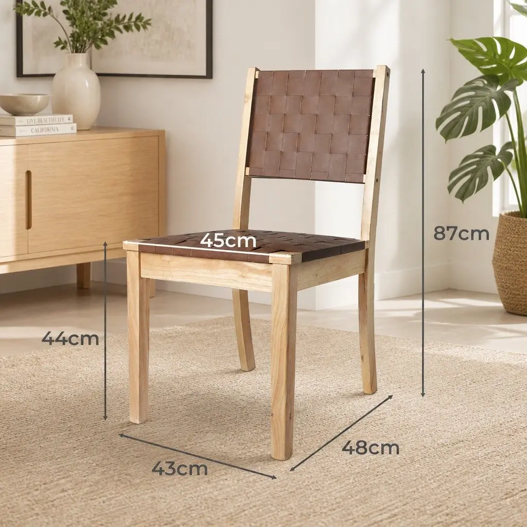 Dining Chairs Set of 6 Accent Lounge Tan Leatherette Seat Wooden Frame