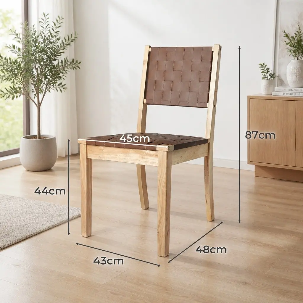 Dining Chairs Tan Accent Lounge 8 Piece PU Leather Solid Beech Wood Frame Kitchen Seating