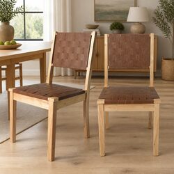 Elegant Dining Chairs with Solid Wood Frame and Leatherette Seat