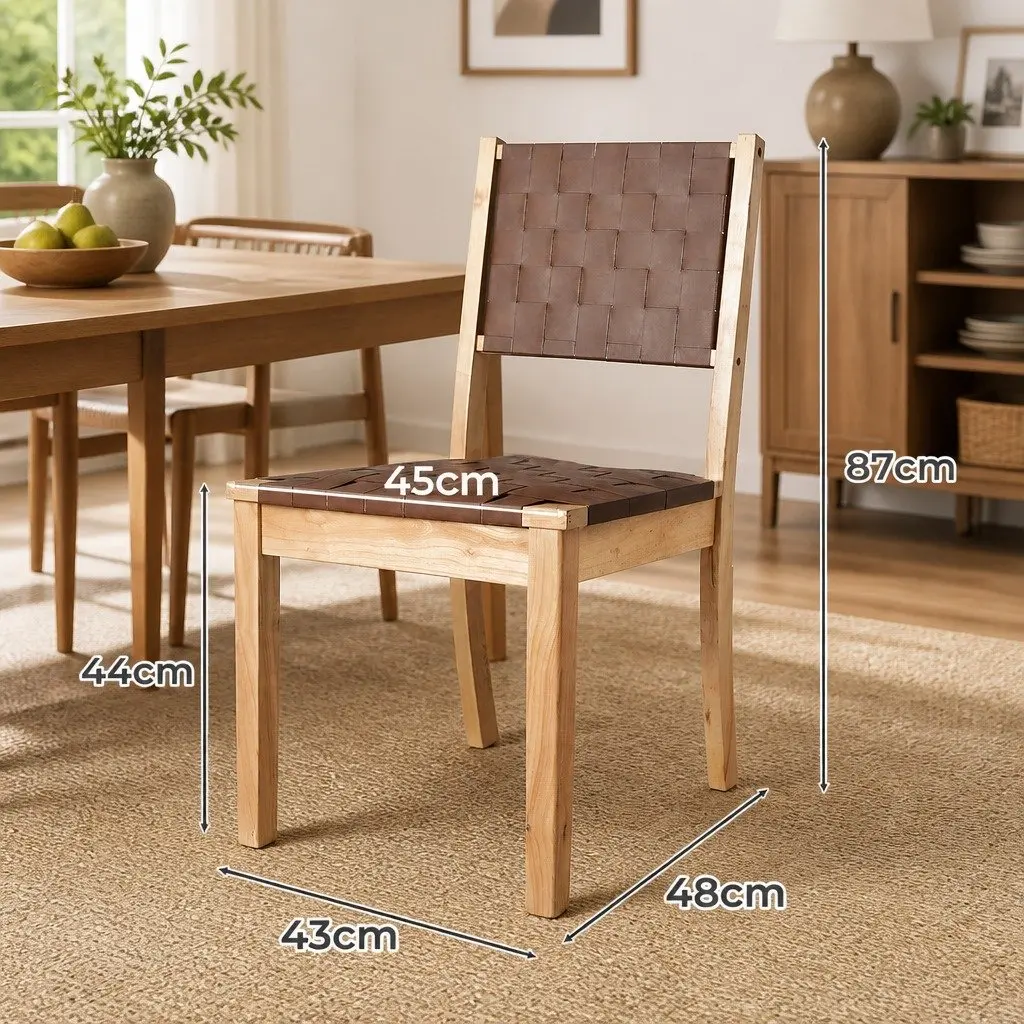 Dining Chairs with Solid Wood Frame and Leatherette Seat