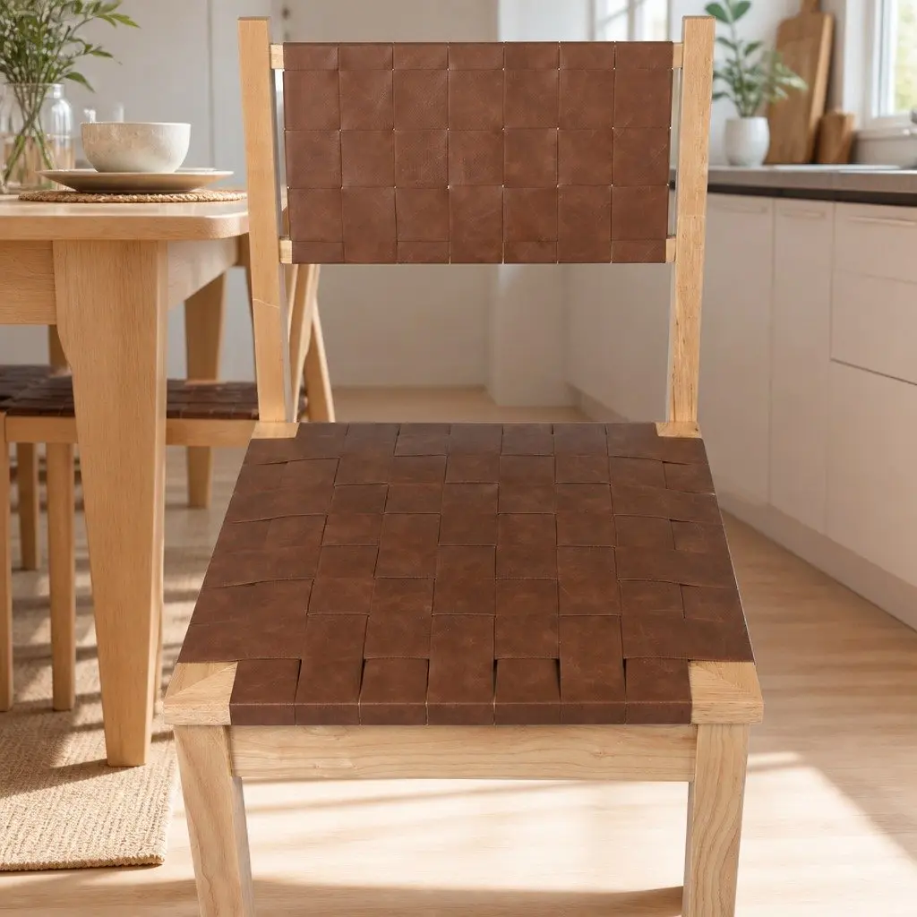 Dining Chairs with Solid Wood Frame and Leatherette Seat
