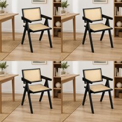 Durable Black Rattan Armchairs Set of 4 for Everyday Use
