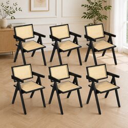 Durable Black Wicker Armchair Set of 6 for Everyday Use